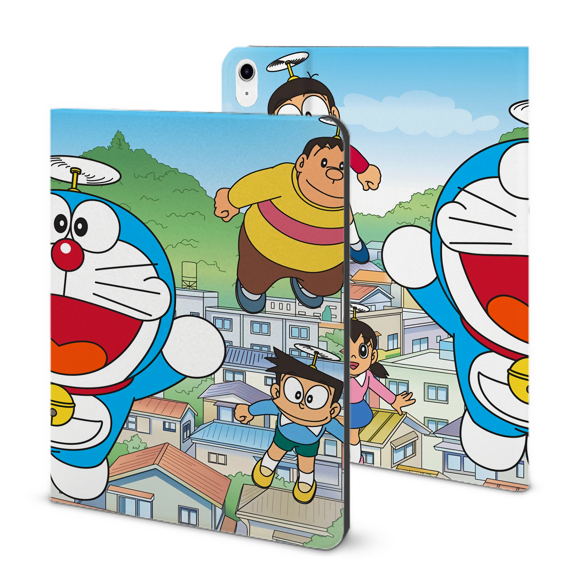 （画像用） ドラえもん Doraemon IPad ケース ブック型 PUレザー TPU 耐衝撃 軽量 薄型 ペン収納なし 全面保護 IPad 各モデル対応